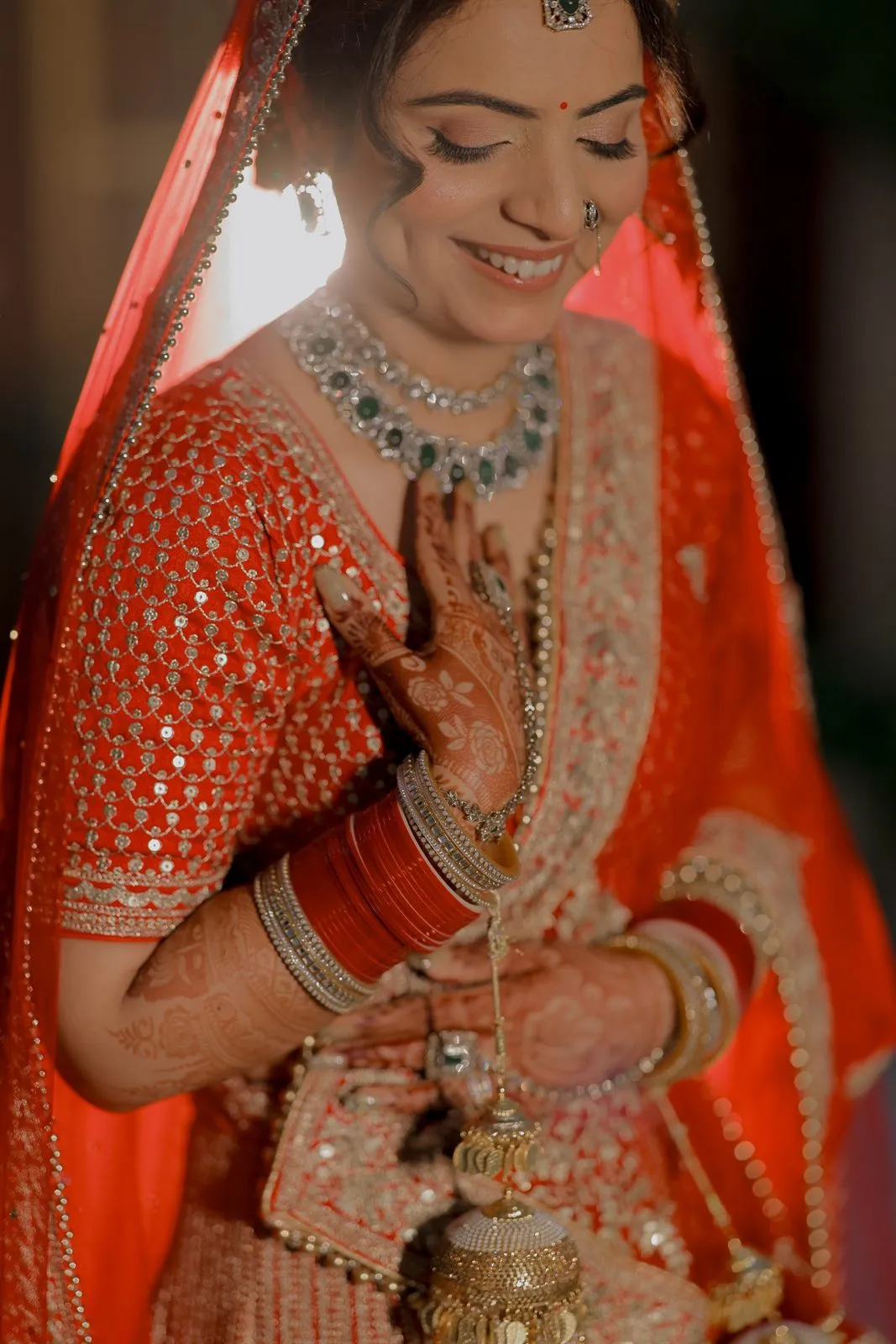 Bride in a red lehenga