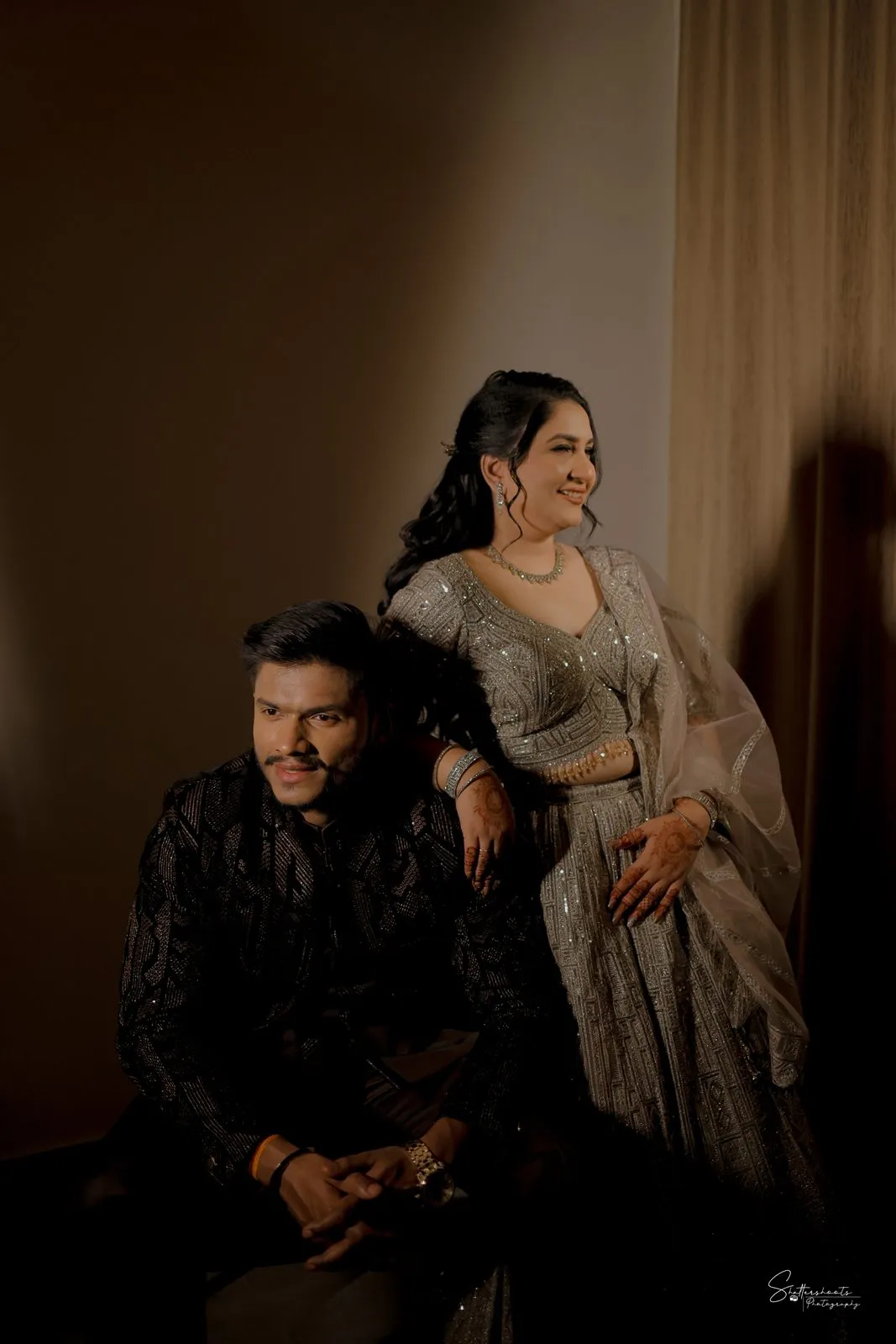 Couple portrait at an evening reception