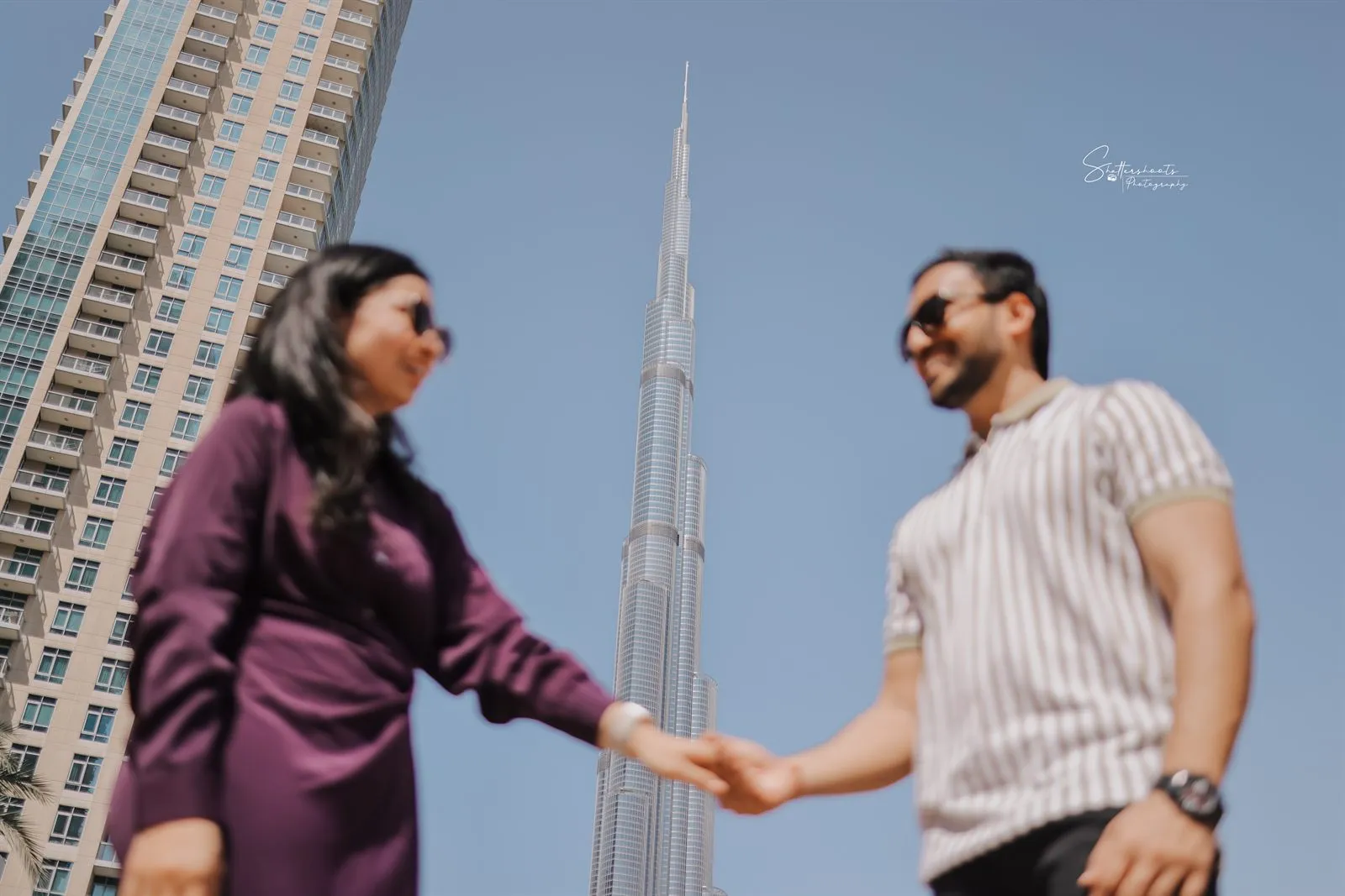 Couple before the Burj Khalifa in Dubai